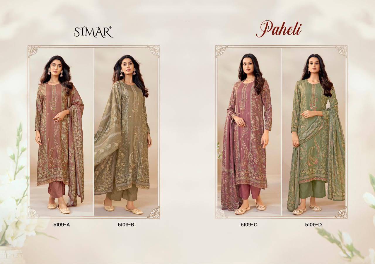 Paheli By Glossy 5109A To 5109D Series Stylish Beautiful Colourful Viscose Silk Dresses At Wholesale Price